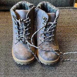 Old Navy Grayish Brown  Knit-Trim Boots